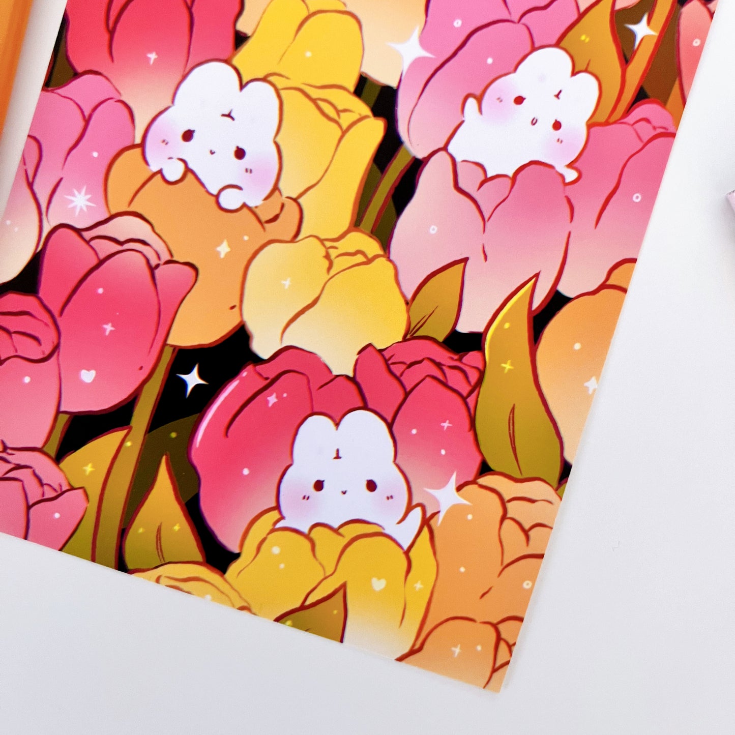 Tulip Bunnies Art Print