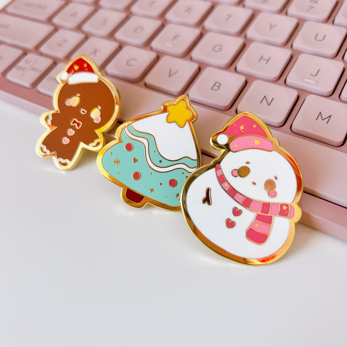 Christmas tree, Snowman & Gingerbread man Enamel Pins