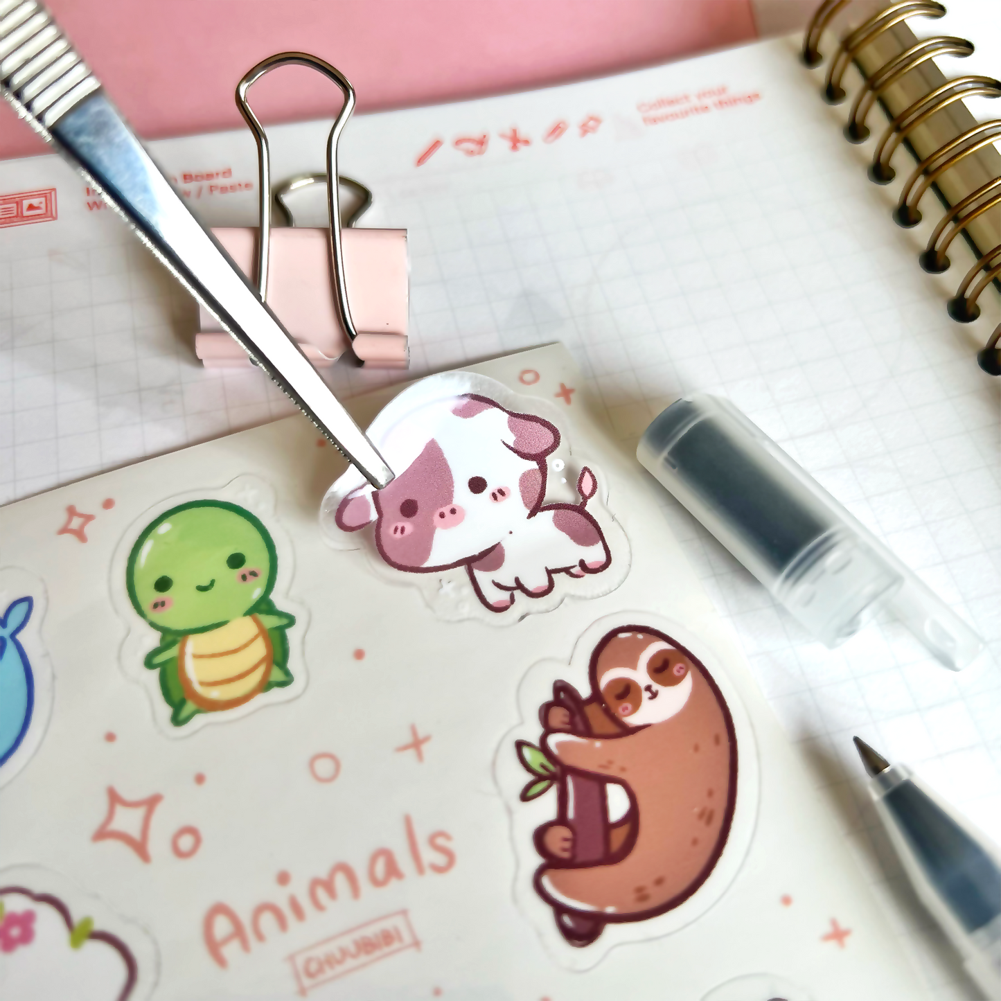 Cute Animal Clear Sticker Sheet