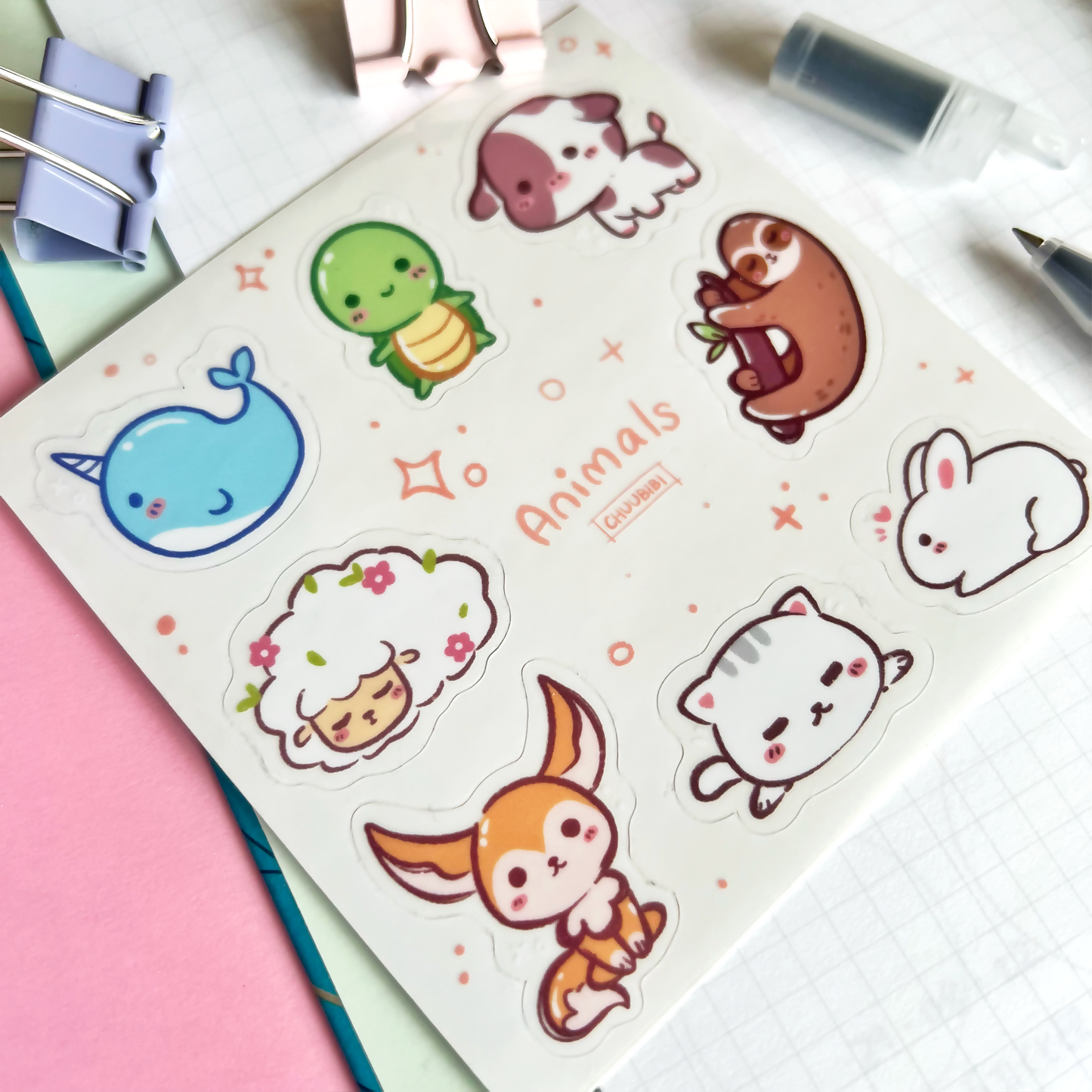 Cute Animal Clear Sticker Sheet