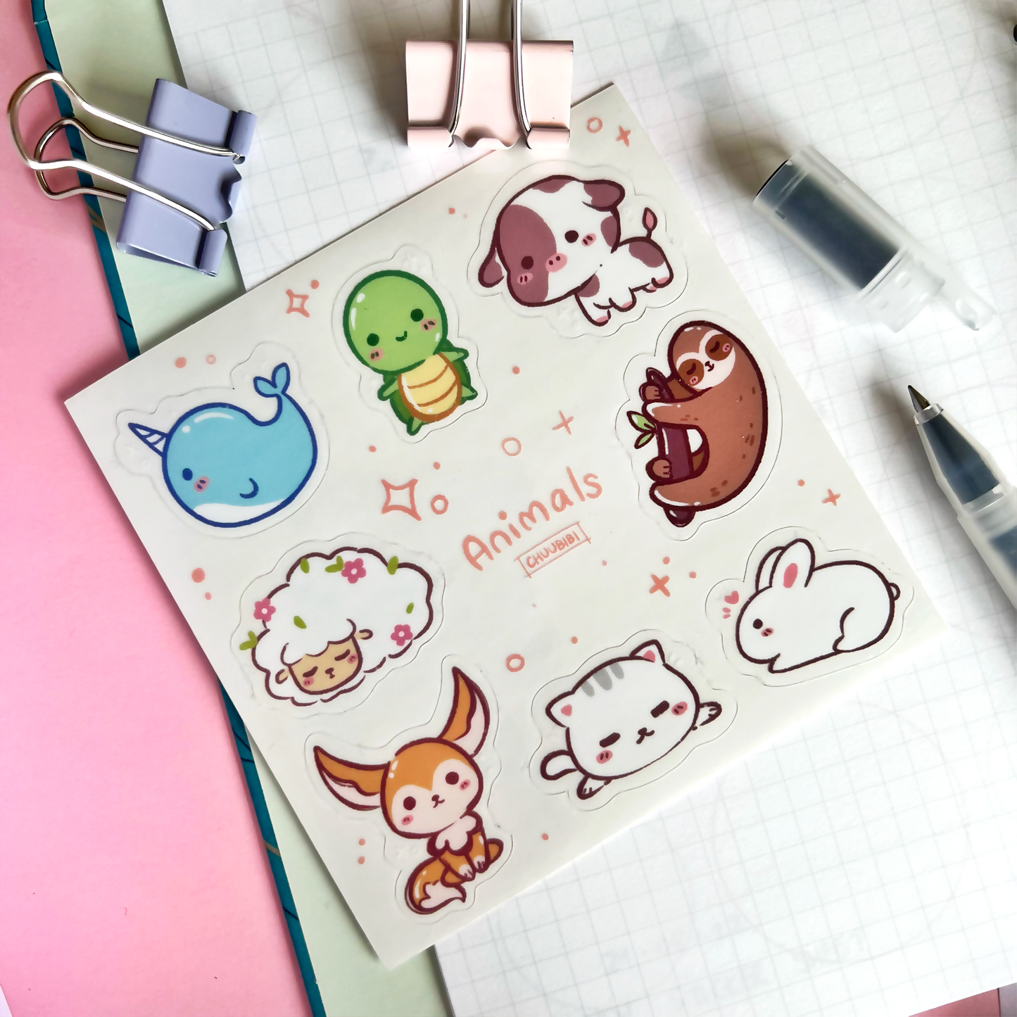 Cute Animal Clear Sticker Sheet
