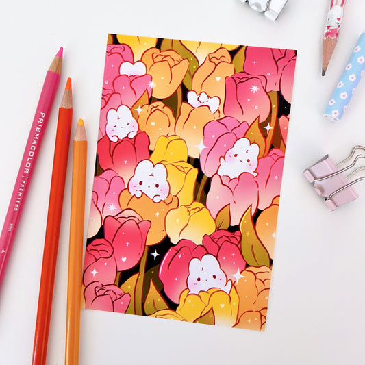 Tulip Bunnies Art Print