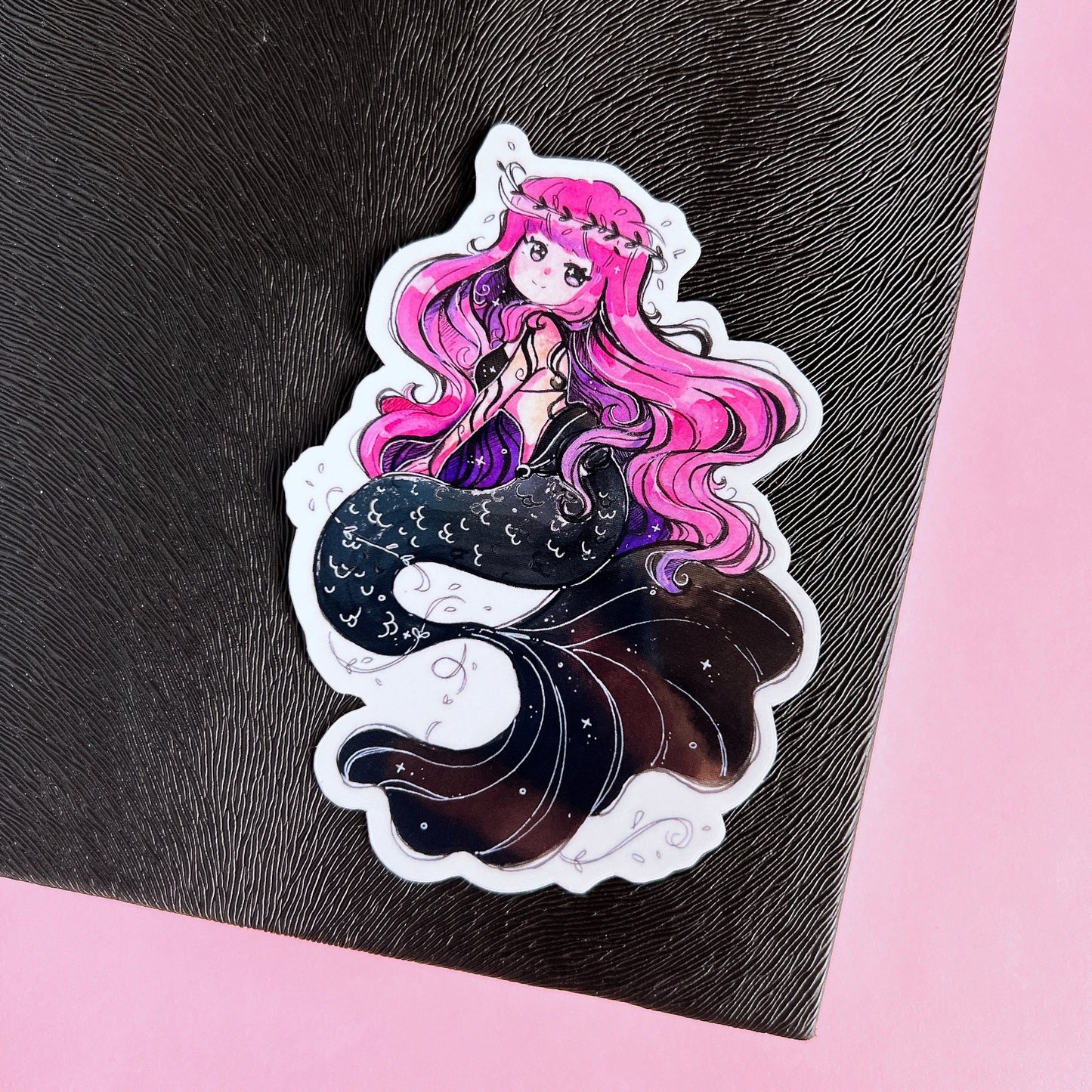 Black and Pink Mermaid Vinyl Sticker
