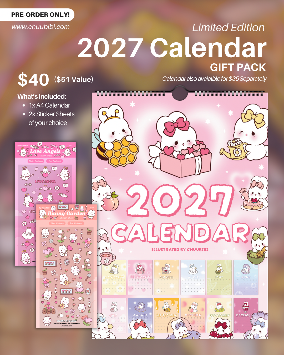 2027 Bunny Flip Calendar