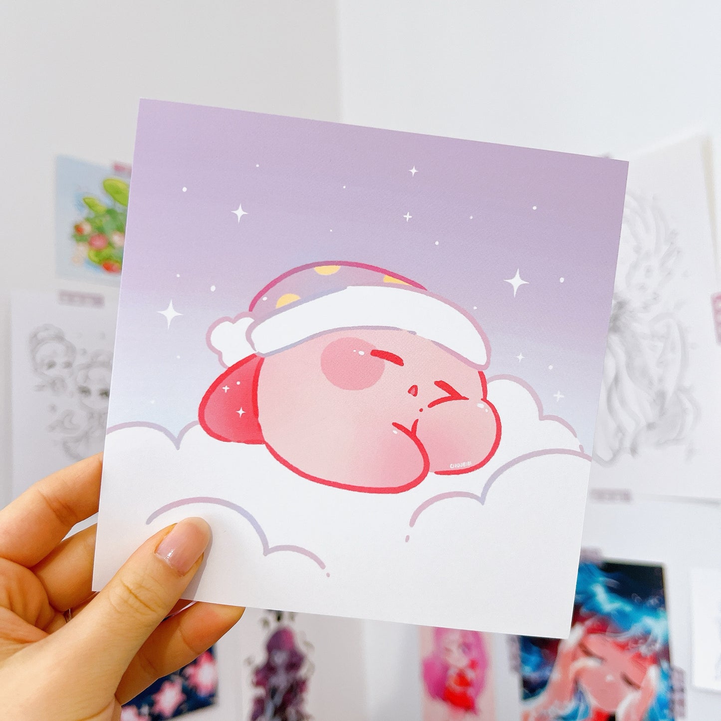 Sleepy Pink Blob Art Print