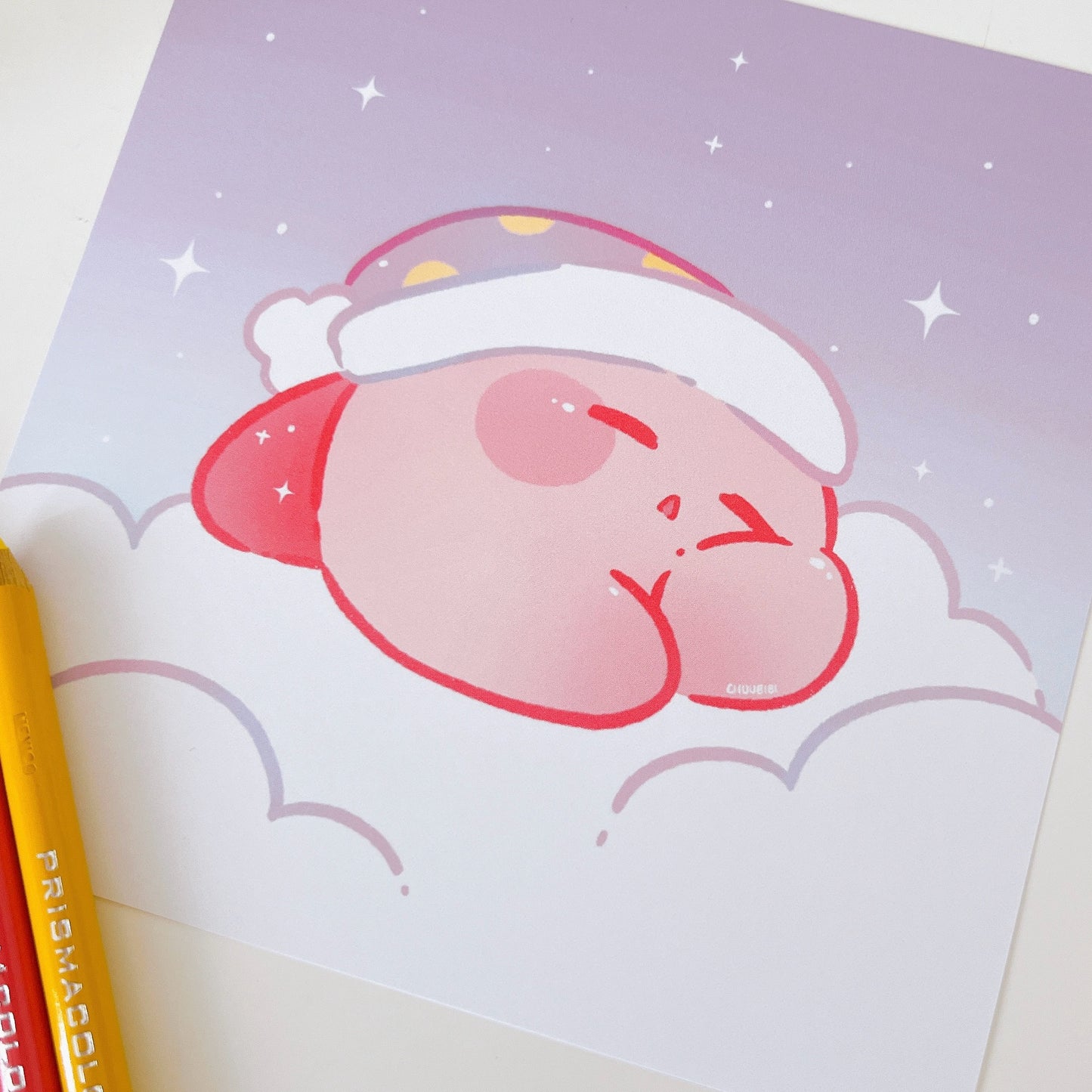 Sleepy Pink Blob Art Print