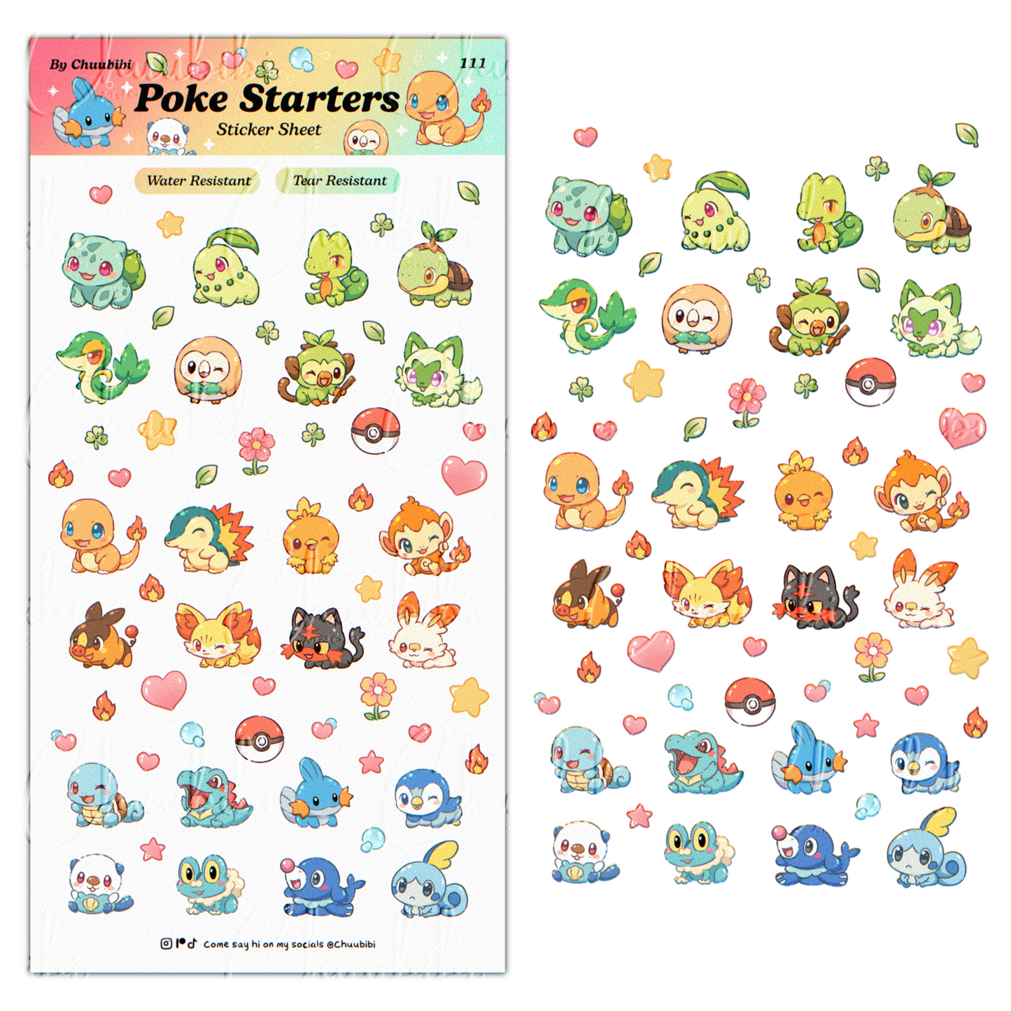 Poke Starters Sticker Sheet