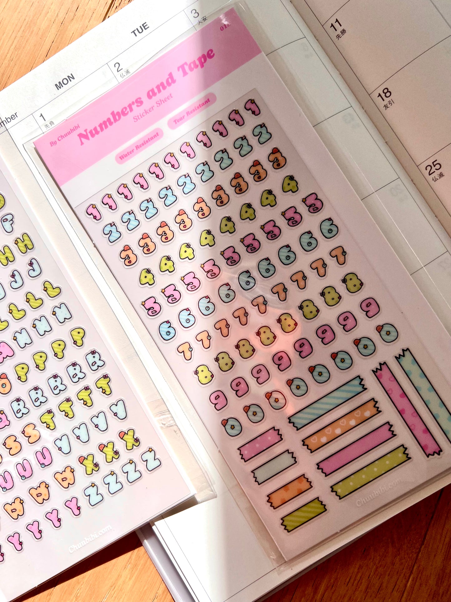 Numbers and Tape Sticker Sheet
