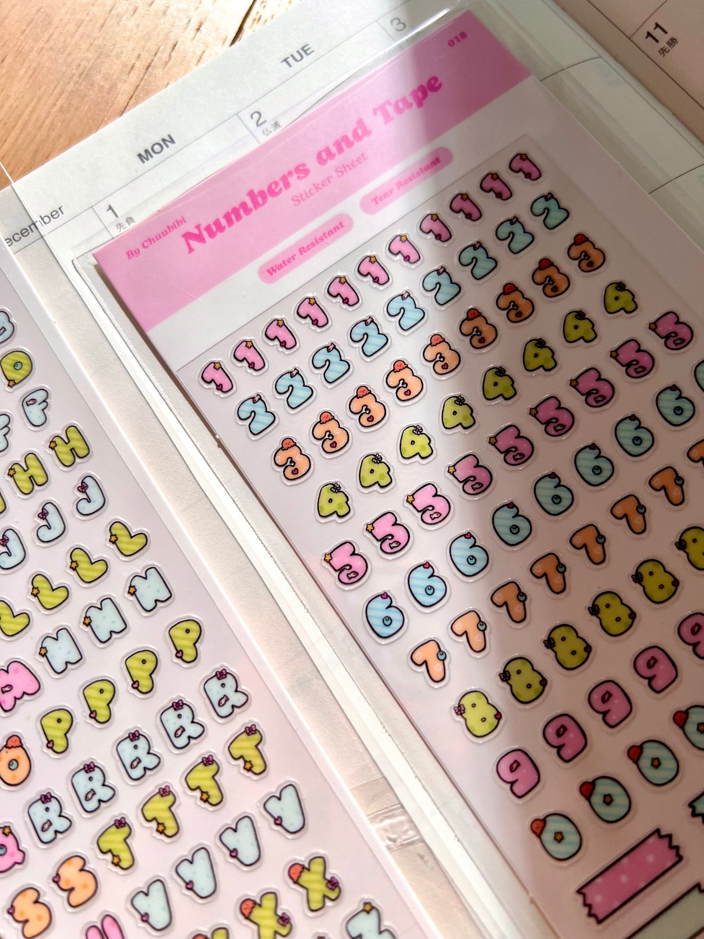 Numbers and Tape Sticker Sheet