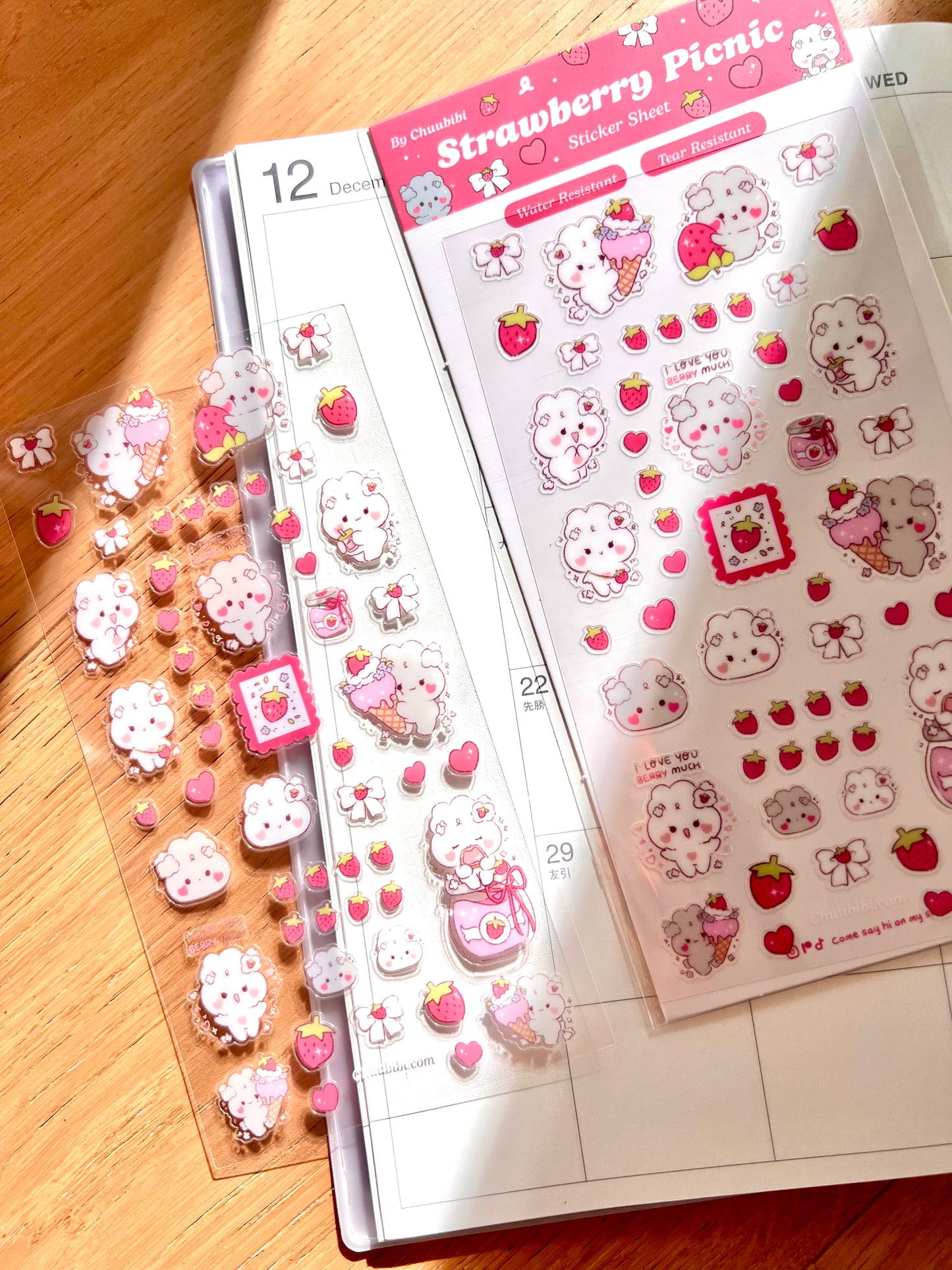 Strawberry Picnic Bunny Sticker Sheet