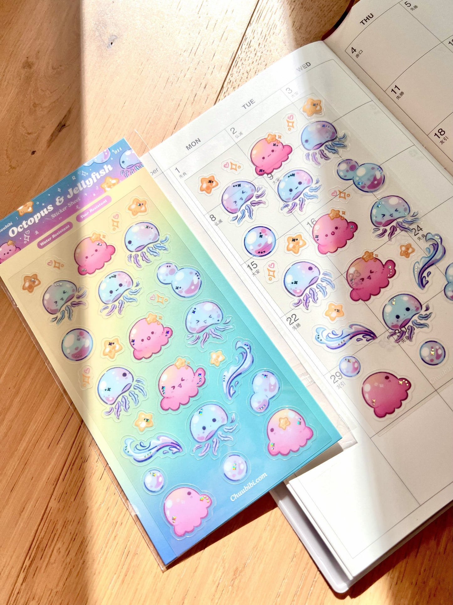 Octopus and Jellyfish Sticker Sheet