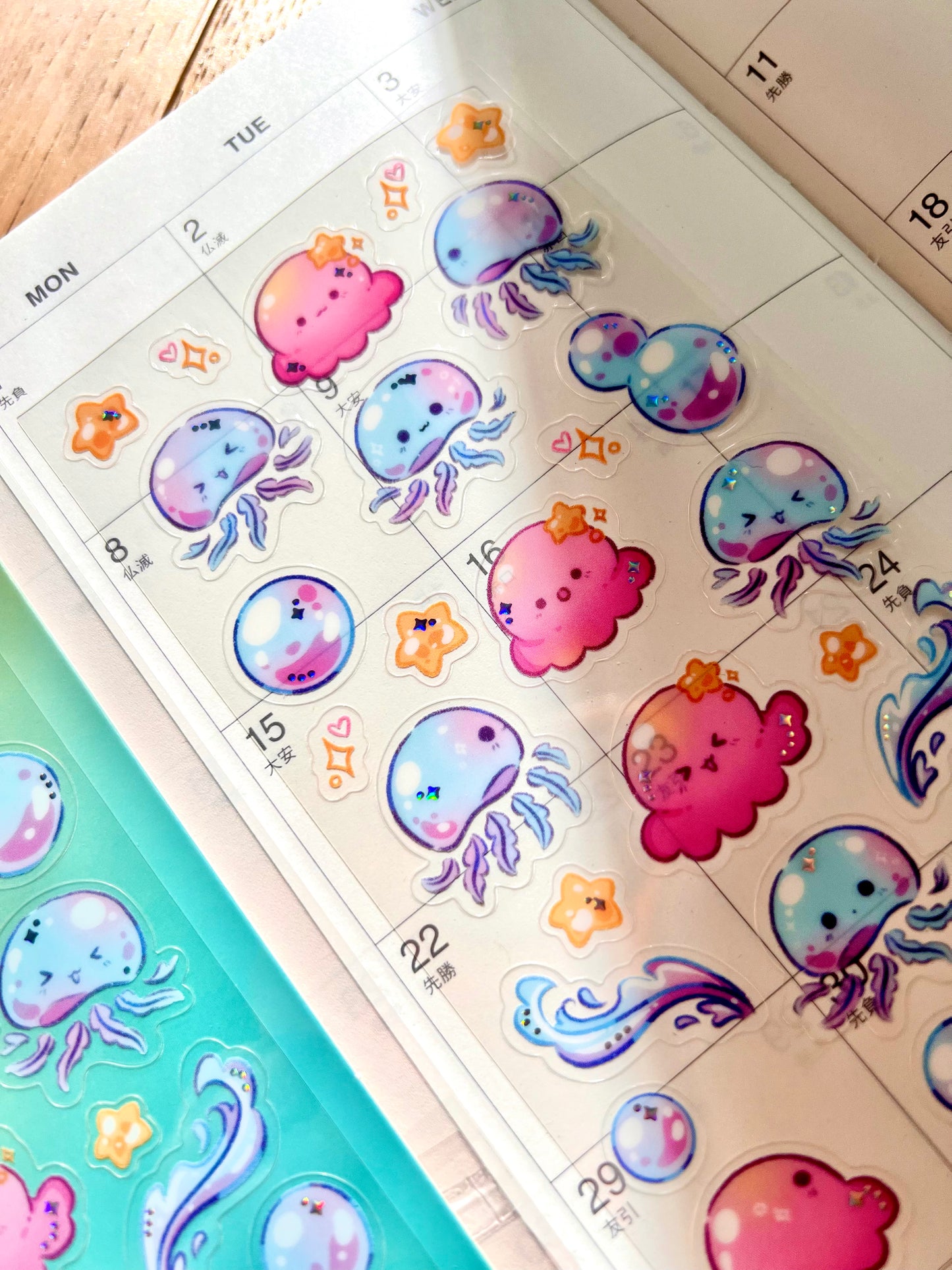 Octopus and Jellyfish Sticker Sheet