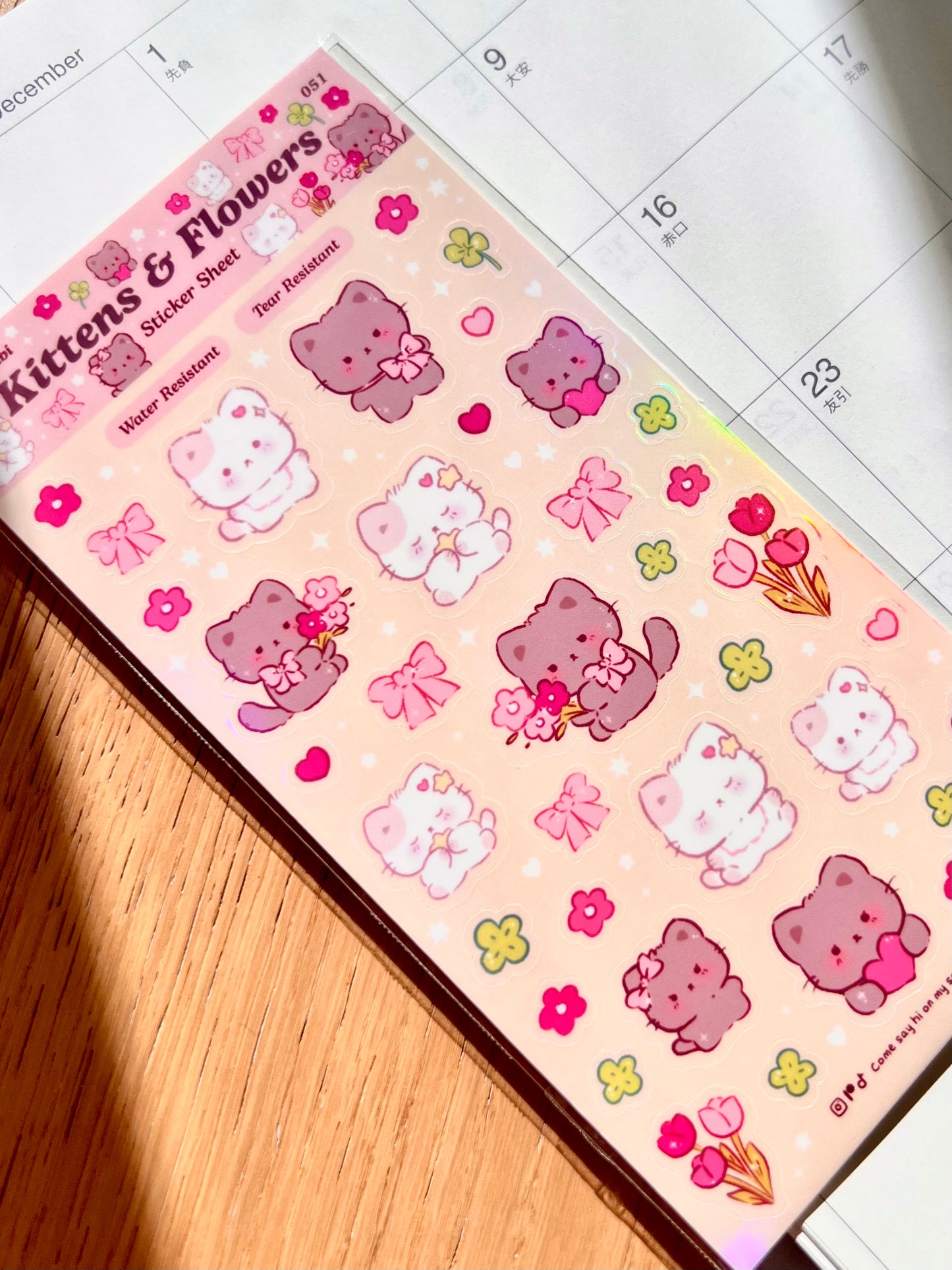 Kittens and flowers Sticker Sheet