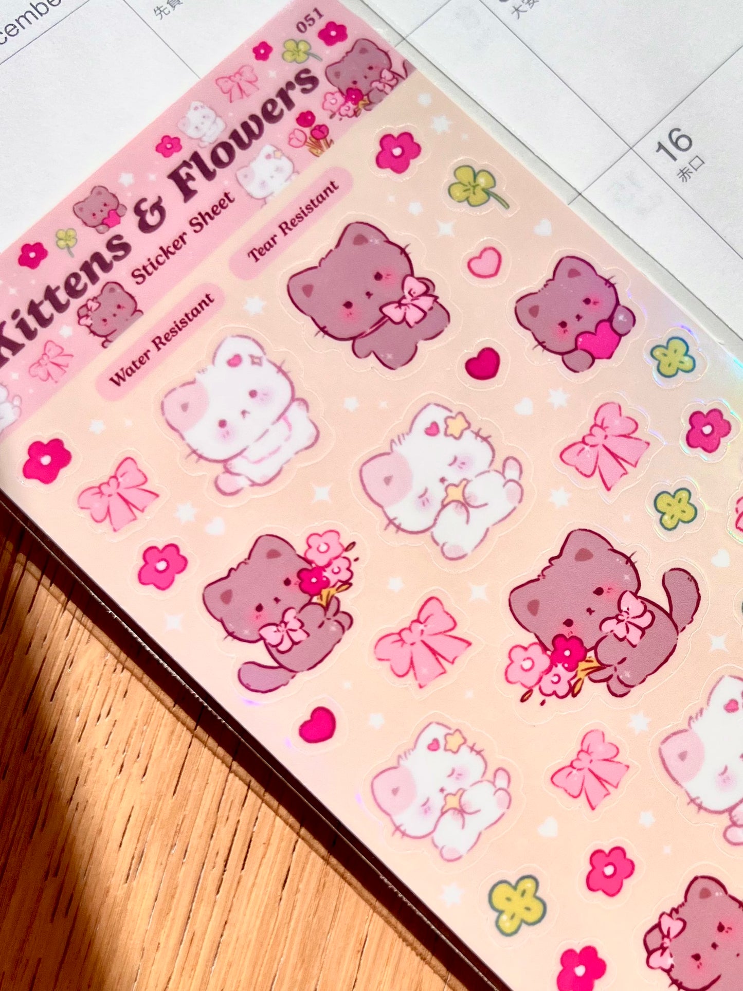 Kittens and flowers Sticker Sheet