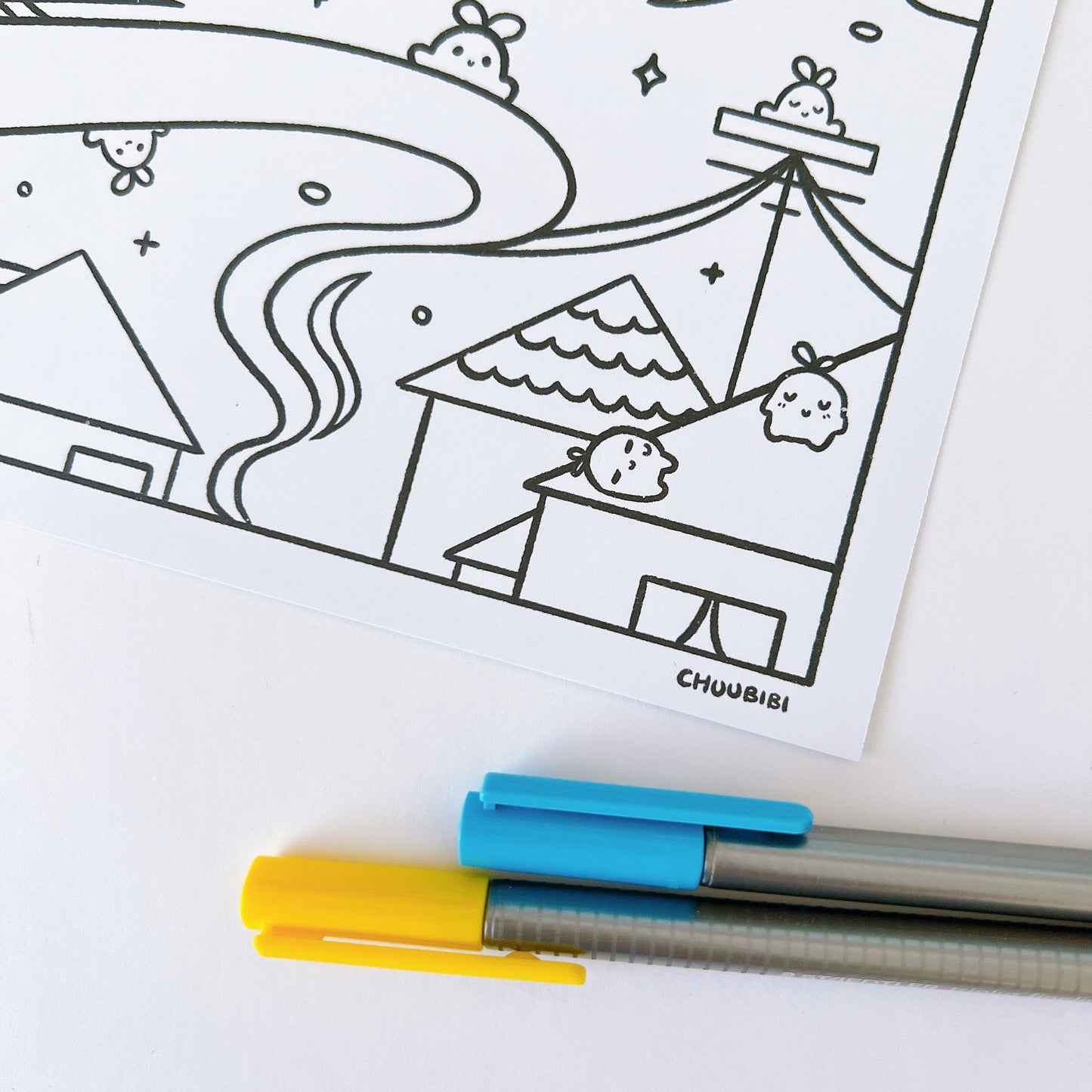 Comfy Neighbourhood Colouring Page