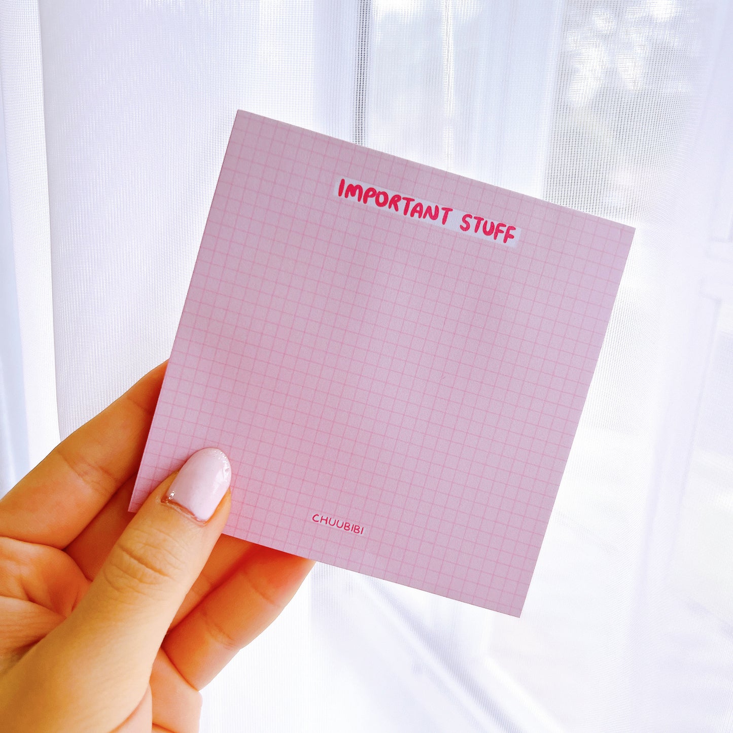 Pink Gridded Sticky Note - Large