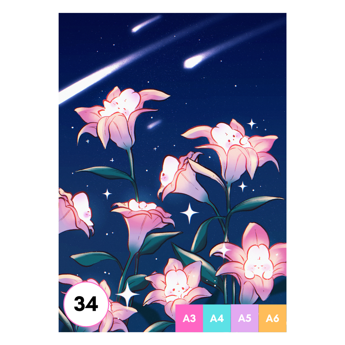 Pink Lily Bunnies Art Print