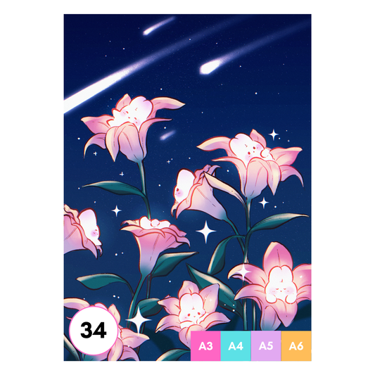 Pink Lily Bunnies Art Print