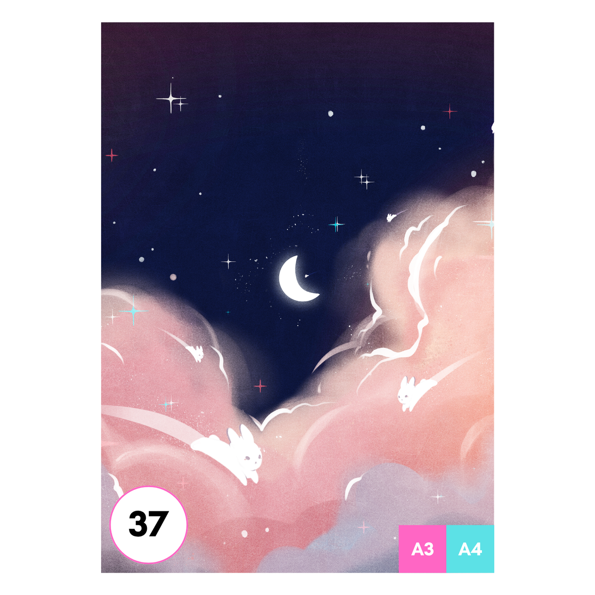 Moon Bunnies Art Print
