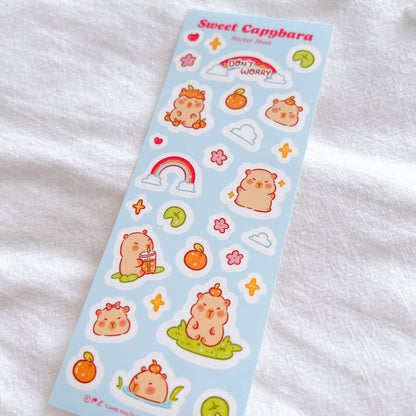 Sweet Capybara Sticker Sheet