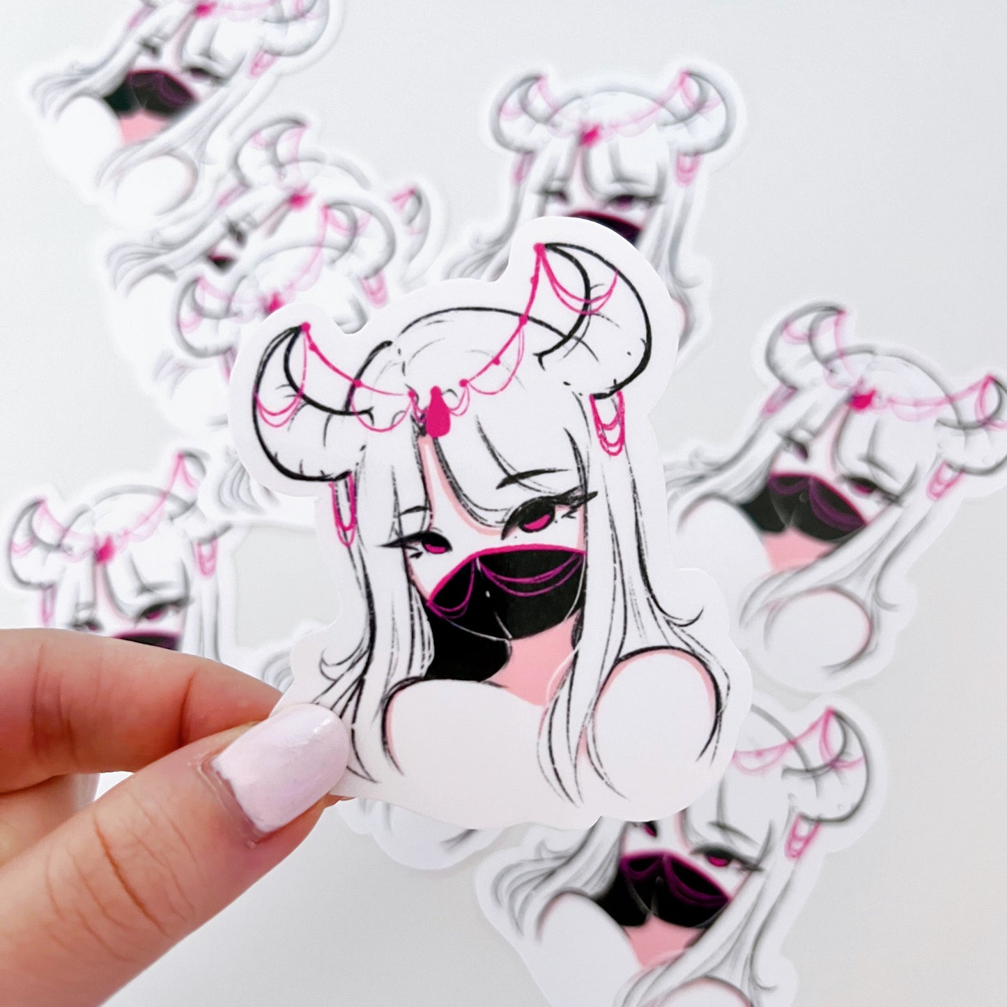Pink Mask Vinyl Sticker