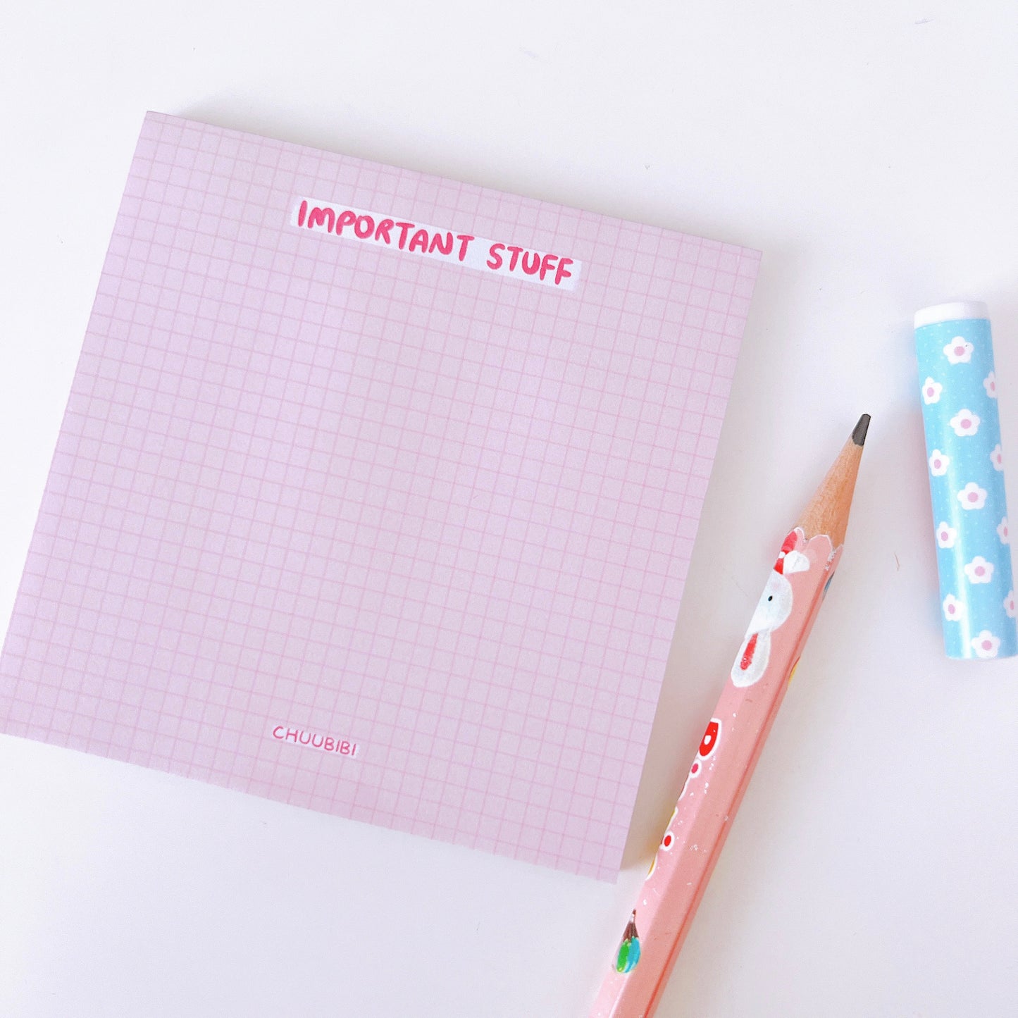 Pink Gridded Sticky Note - Large