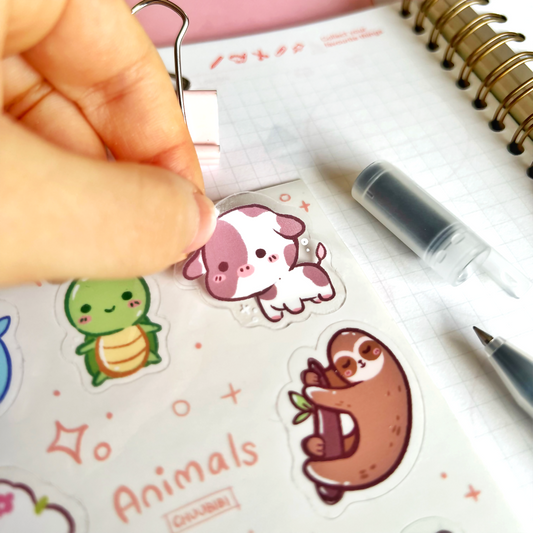 Cute Animal Clear Sticker Sheet