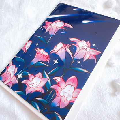 Pink Lily Bunnies Greeting Card