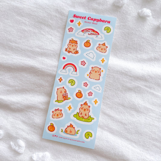 Sweet Capybara Sticker Sheet