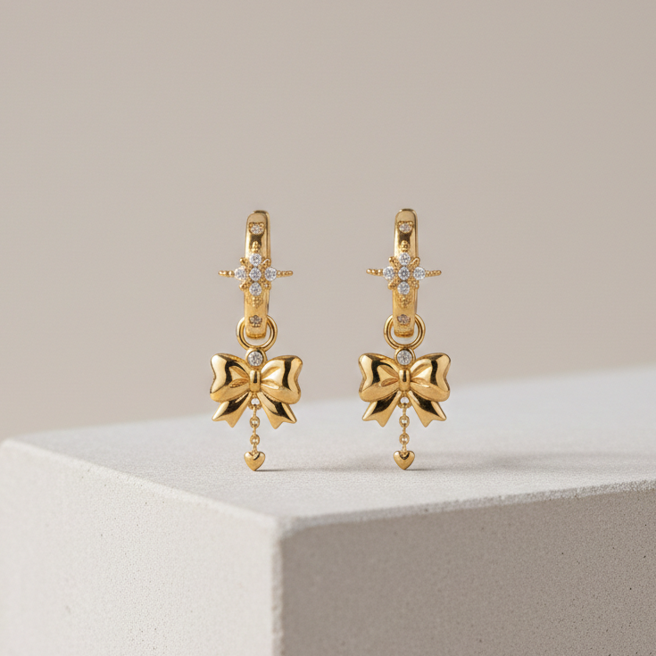 Glimmer Bow Drop Earrings