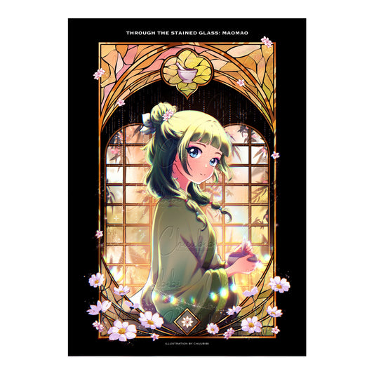 GOLD FOILED Stained Glass Maomao Art Print