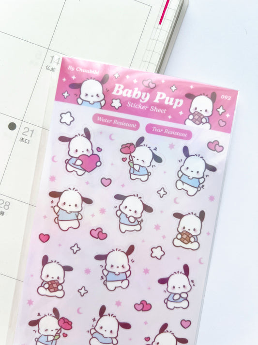 Pink Baby Pup Sticker Sheet