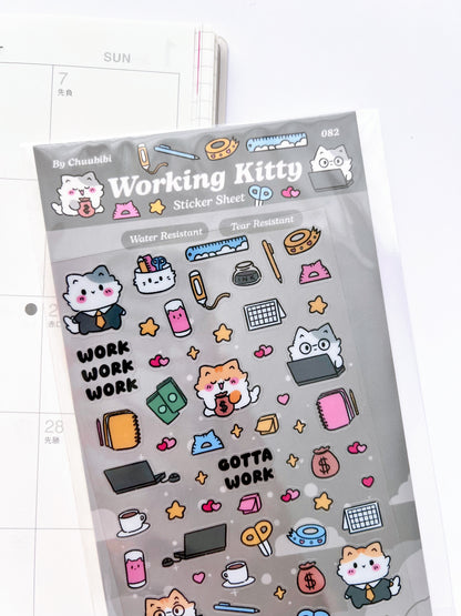 Working Kitty Sticker Sheet