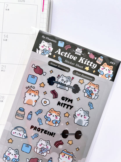Active Kitty Sticker Sheet