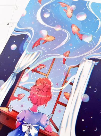 Moonlit Pages Holographic Art Print