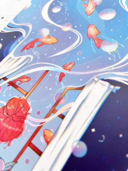 Moonlit Pages Holographic Art Print