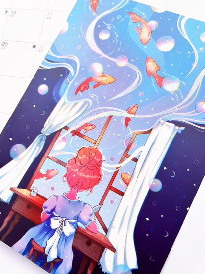 Moonlit Pages Holographic Art Print