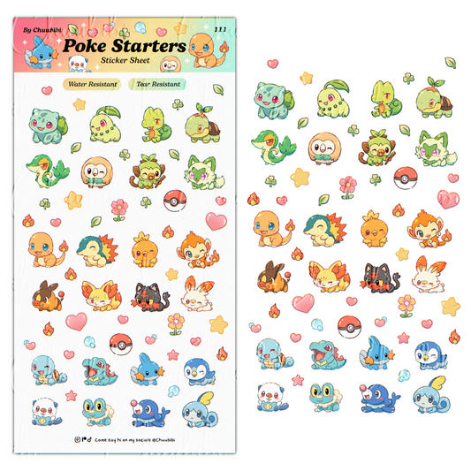 Poke Starters Sticker Sheet