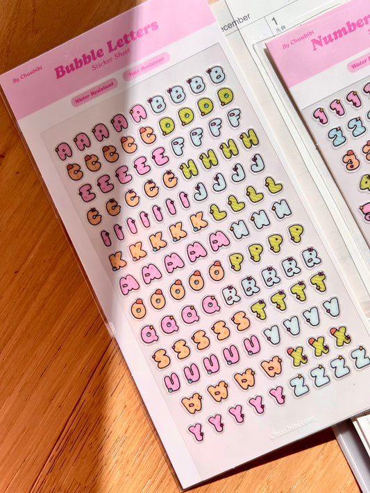 Bubble Letters Sticker Sheet