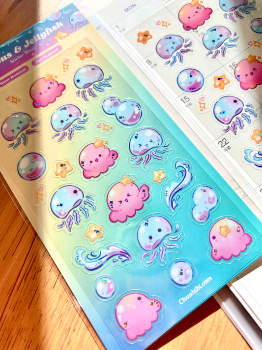 Octopus and Jellyfish Sticker Sheet