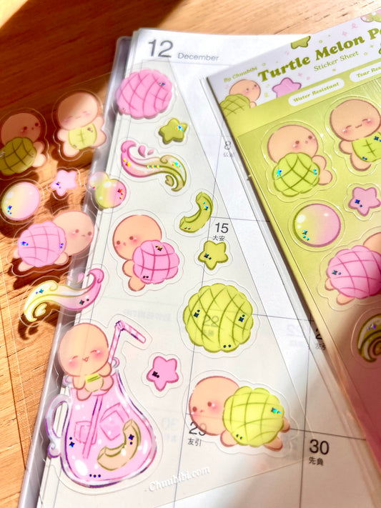 Turtle Melon Pan Sticker Sheet
