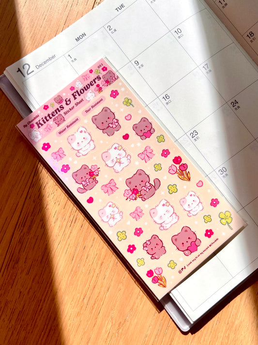 Kittens and flowers Sticker Sheet