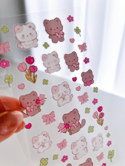 Kittens and flowers Sticker Sheet