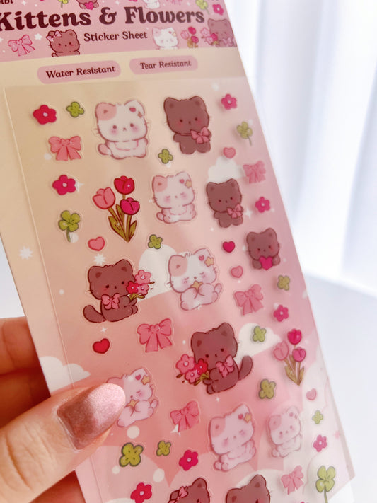 Kittens and flowers Sticker Sheet