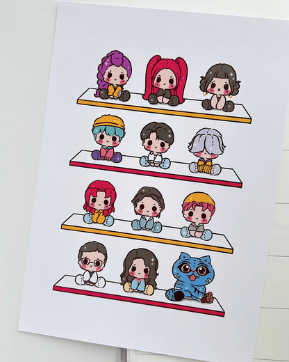 Kpop Demon Plushies Art Print