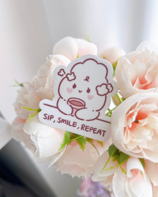 Sip, Smile, Repeat Bunny Vinyl Sticker