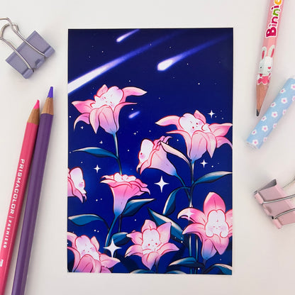 Pink Lily Bunnies Art Print