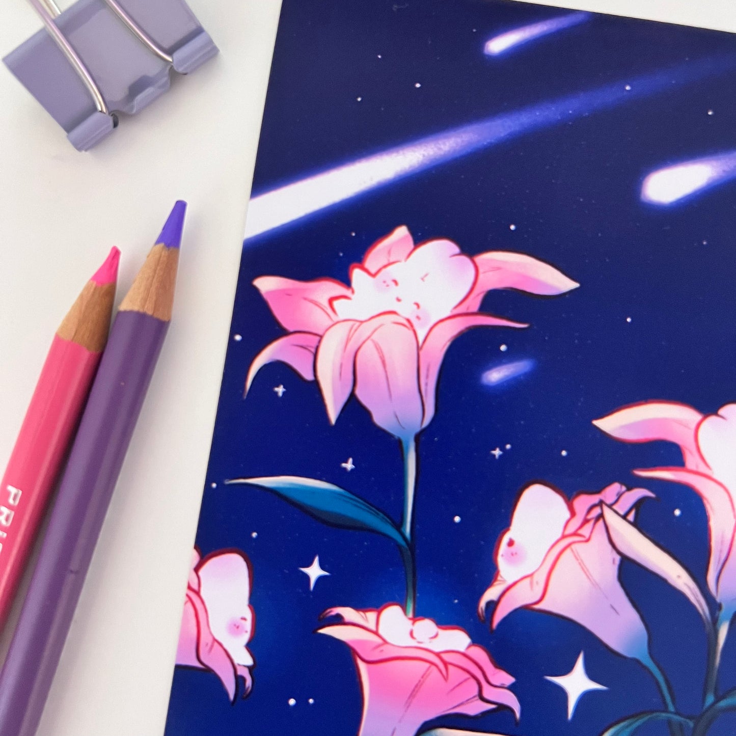 Pink Lily Bunnies Art Print