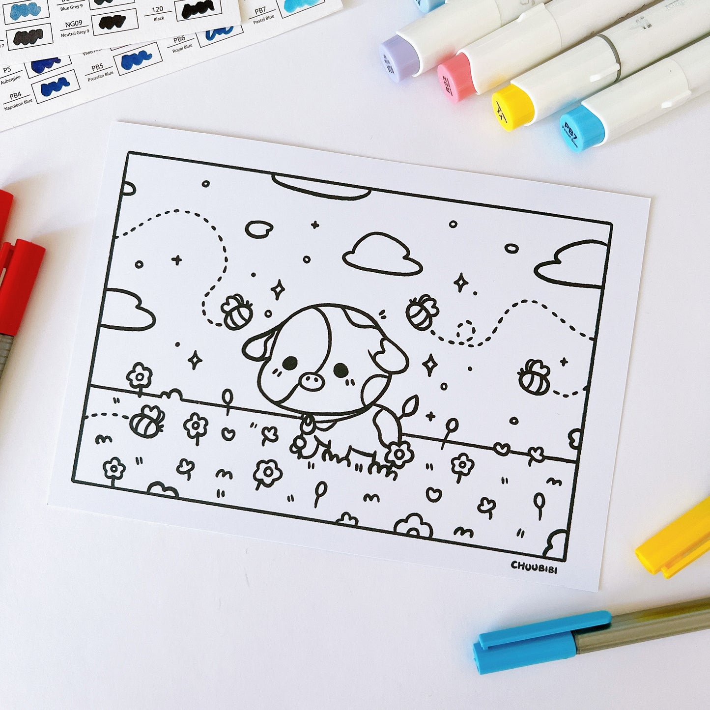 Baby Cow Colouring Page