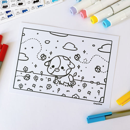 Baby Cow Colouring Page